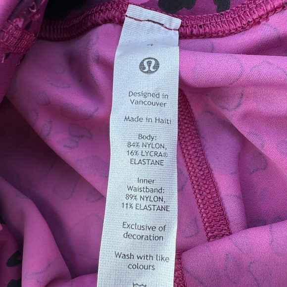 NEW Lululemon Base Pace HR Crop Running Tights Size 4 Length 23" Magenta Cheetah - Picture 5 of 5